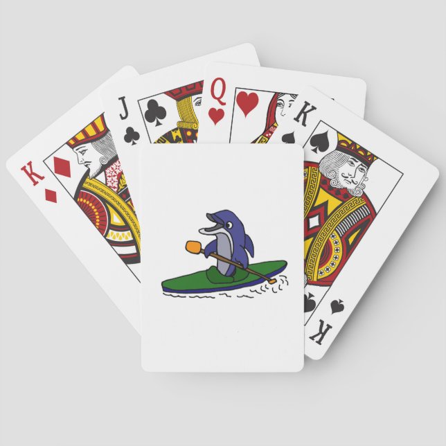 Baraja De Cartas Delfín divertido Kayaking (Reverso)
