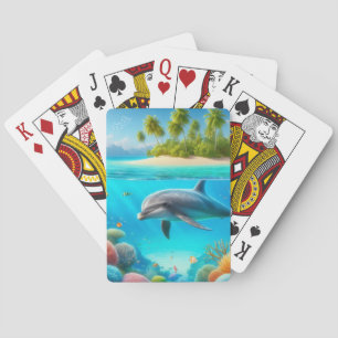 Baraja De Cartas Delfín submarino colorido tropical/Hawái