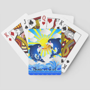 Baraja De Cartas Delfines en el sol Personalizar Agregar tu nombre
