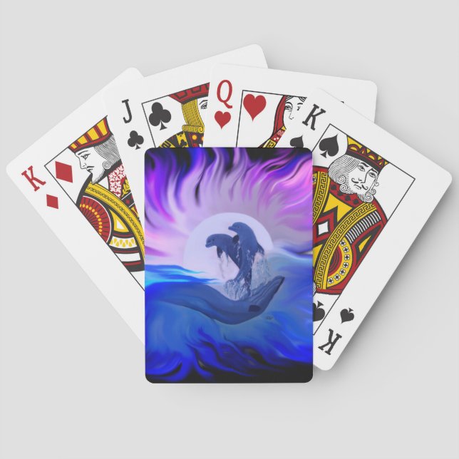 Baraja De Cartas Delfines en la luna (Reverso)