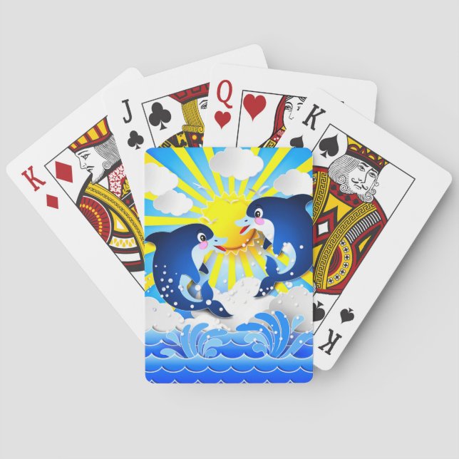 Baraja De Cartas Delfines jugando al sol (Reverso)