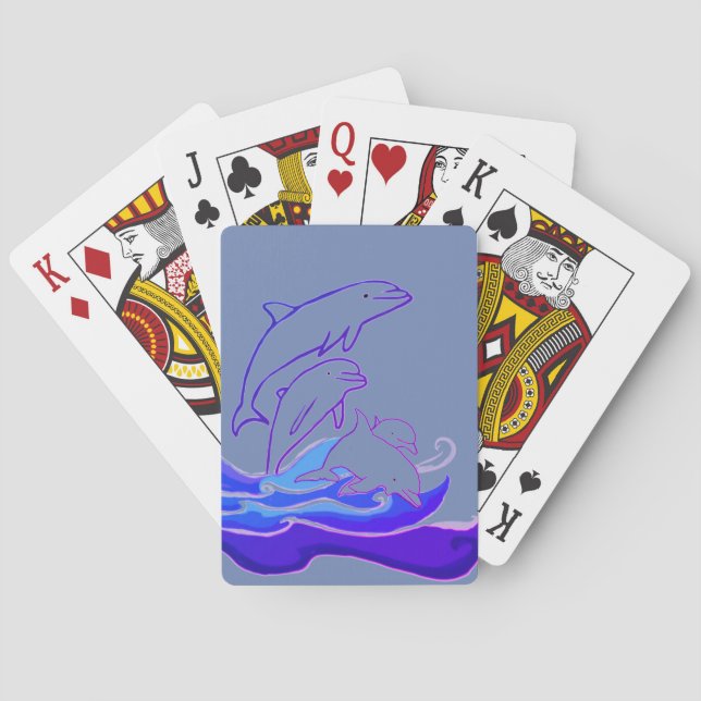 Baraja De Cartas Delfines saltando olas Tarjetas de Jugar Clásicas (Reverso)
