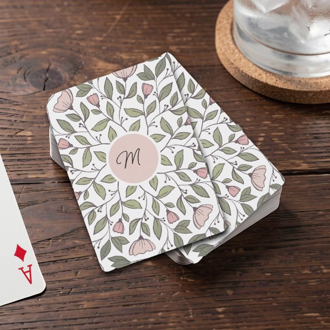 Baraja De Cartas Delicate Floral Custom Monogram  (Subido por el creador)