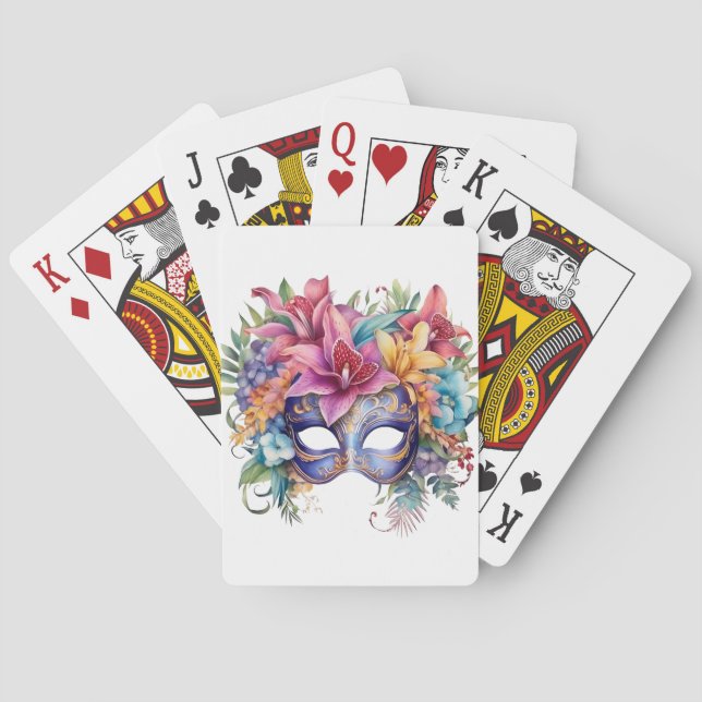 BARAJA DE CARTAS DELICATE FLORAL MARDI GRAS MASK (Reverso)
