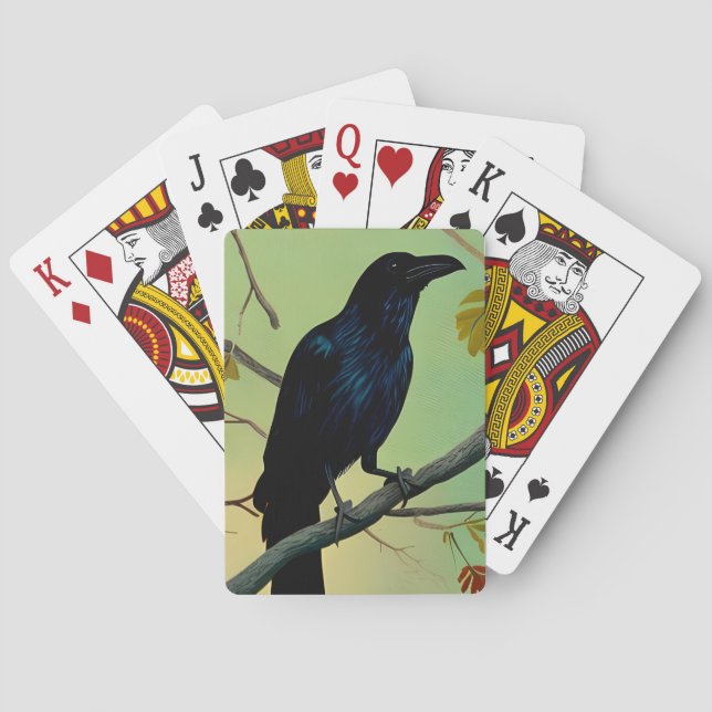 Baraja De Cartas Deliciosa Raven De Diversión En La Rama (Reverso)