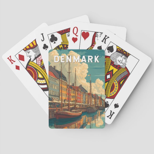 Baraja De Cartas Denmark Illustration Travel Art Vintage (Reverso)