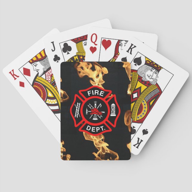 Baraja De Cartas Departamento de bomberos de bomberos | Llamas con  (Reverso)
