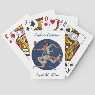 Baraja De Cartas Deportes Antiguos, Tenistas Chocan con Raquetas