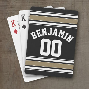 Baraja De Cartas Deportes Jersey Black and Gold Stristris Name Numb