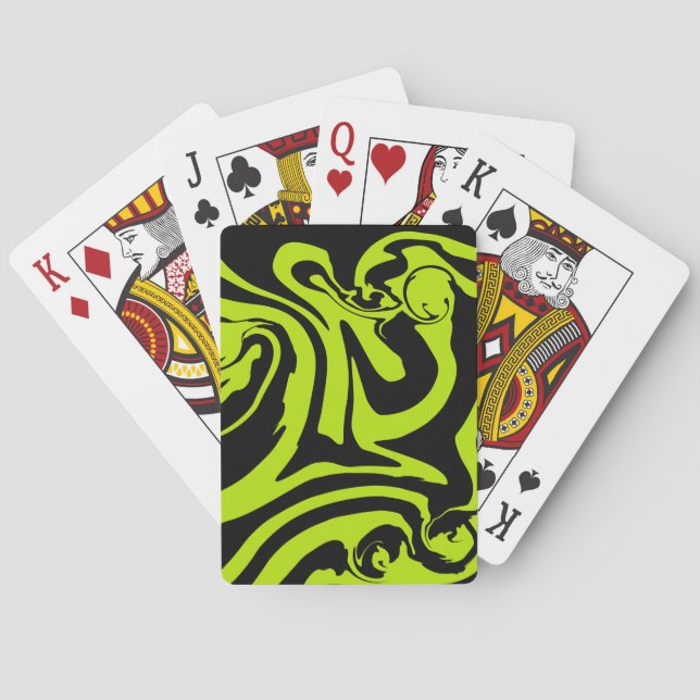 Baraja De Cartas Derrame - Lime Green y Black (Reverso)