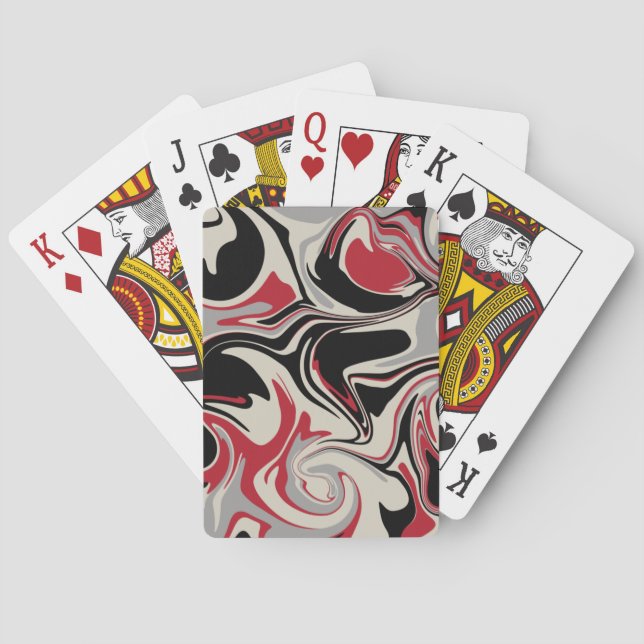 Baraja De Cartas Derrame - rojo, gris, negro y blanco óseo (Reverso)