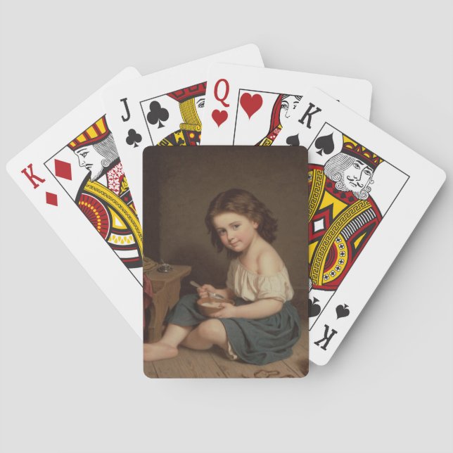 Baraja De Cartas Desayuno de Chica joven y agradable (Arte de época (Reverso)