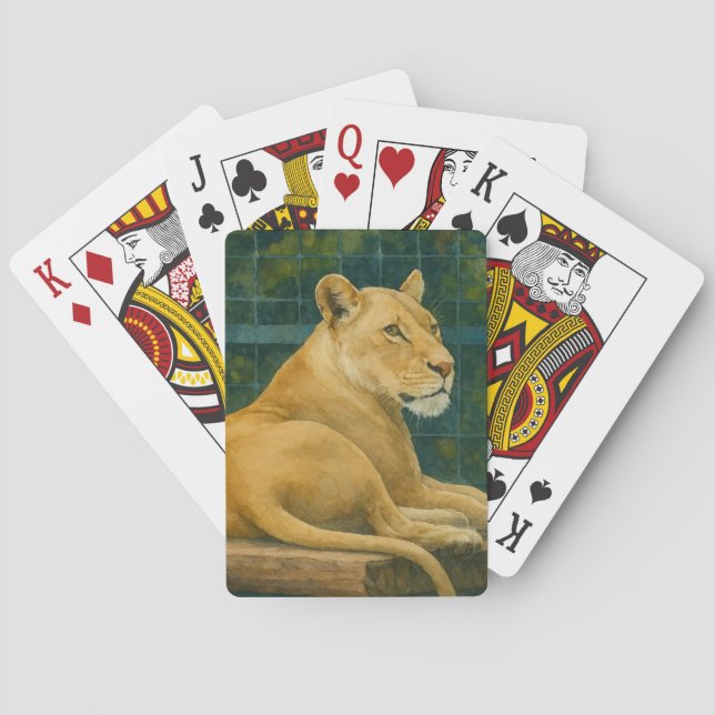 Baraja De Cartas Descanso protegido - Pareja de leones en ambientes (Reverso)