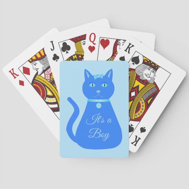 Baraja De Cartas Descubrimiento de género de Personalizado de gato  (Reverso)