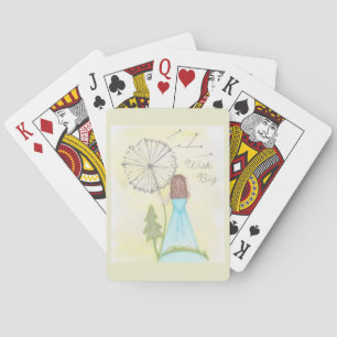 Baraja De Cartas Deseos en una niñita de diente de león