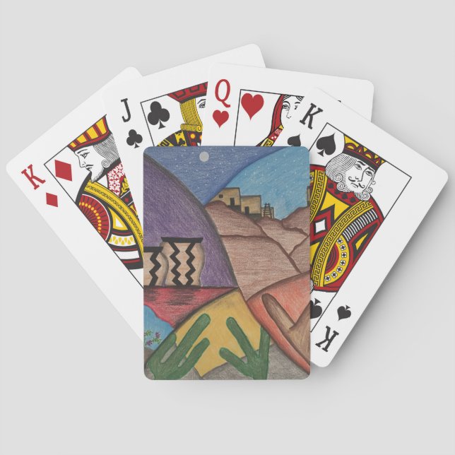 Baraja De Cartas Desert Cactus Colorful Arizona Arte popular (Reverso)