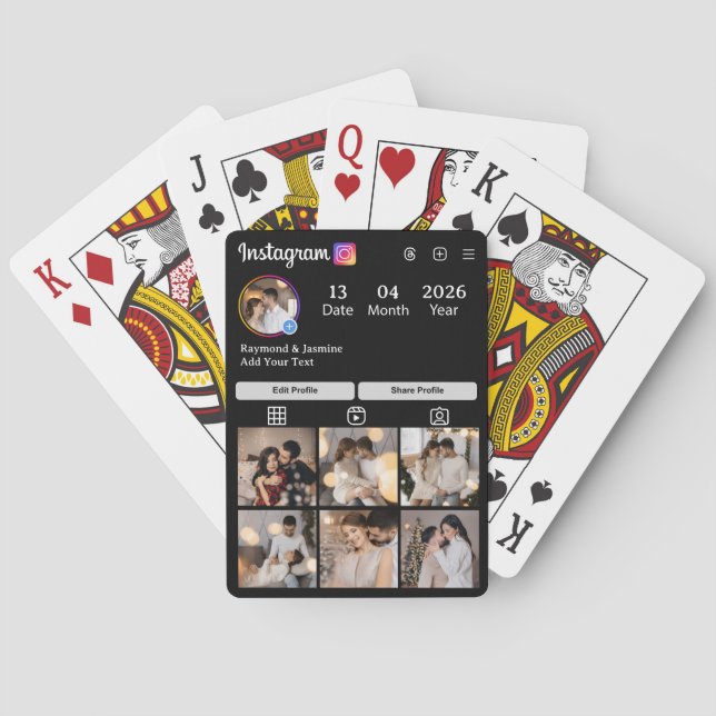 Baraja De Cartas Design Your Own 7 Photo Collage (Reverso)