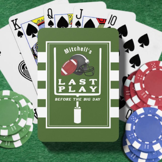 Baraja De Cartas Despedida de soltero de fútbol americano Última ju (Football Bachelor Party Last Play Before Big Day Poker Cards
)