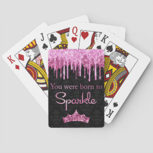 Baraja De Cartas Destellante Rosa Negro Nacida para Brillar