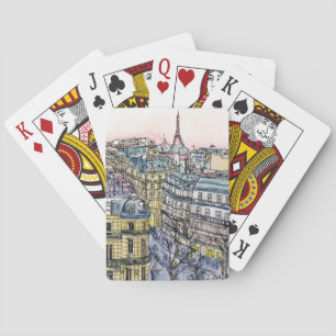 Baraja De Cartas Destinos   acuarela Torre Eiffel y París