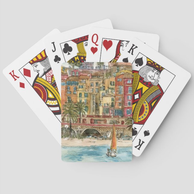 Baraja De Cartas Destinos | Playa y edificios acuáticos (Reverso)