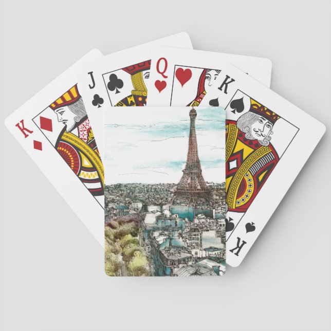 Baraja De Cartas Destinos | Vista de la Vieja Torre Eiffel en París (Reverso)