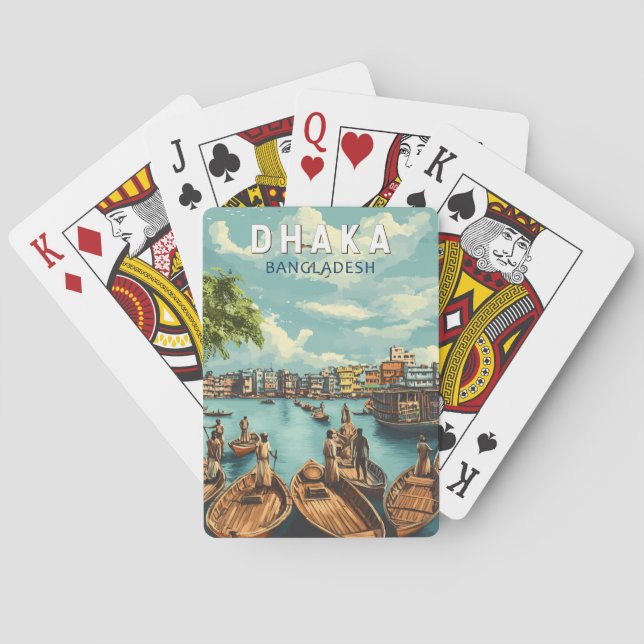 Baraja De Cartas Dhaka Bangladesh Ilustracion Viaje de arte (Reverso)