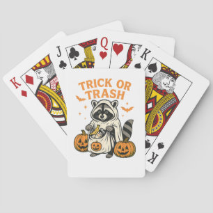 Baraja De Cartas Día de Halloween del mapache divertido o basura