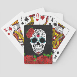 Baraja De Cartas Día de la Calavera del Azúcar Rojo Turquesa Muerto