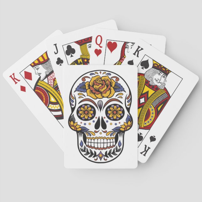 Baraja De Cartas Día de los muertos por el derrumbe de azúcar en Mé (Reverso)