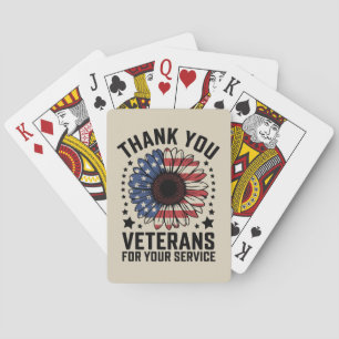 Baraja De Cartas Día de los Veteranos Militares Sunflower Gracias V