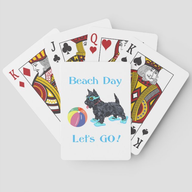 Baraja De Cartas Día de Playa Perro Scottie (Reverso)