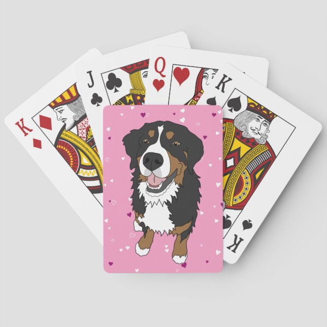 Baraja De Cartas Día de San Valentín Bernese Mountain Dog (Reverso)