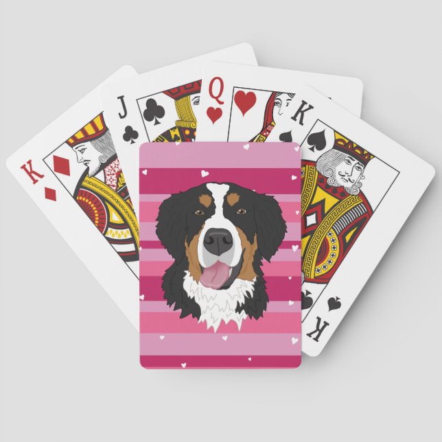 Baraja De Cartas día de San Valentín Bernese Mountain Dog  (Reverso)