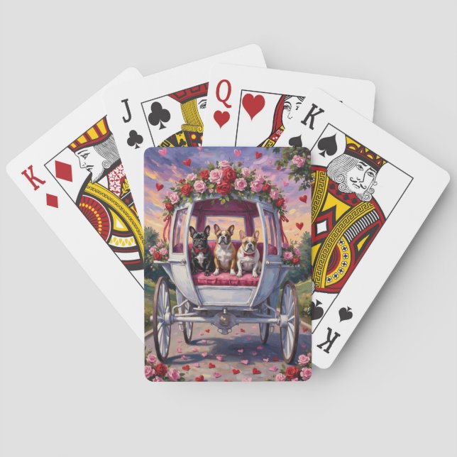 Baraja De Cartas Día de San Valentín de Bulldog Francés (Reverso)