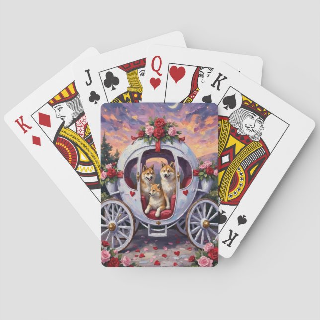 Baraja De Cartas Día de San Valentín del perro Akita (Reverso)
