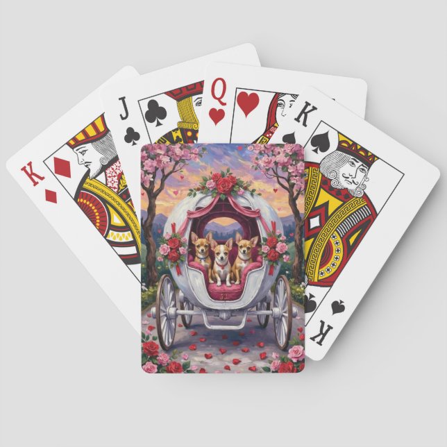 Baraja De Cartas Día de San Valentín del perro Chihuahua (Reverso)