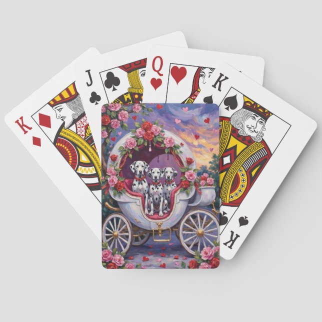 Baraja De Cartas Día de San Valentín del perro dálmata  (Reverso)