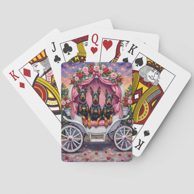 Baraja De Cartas Día de San Valentín del perro Doberman  (Reverso)