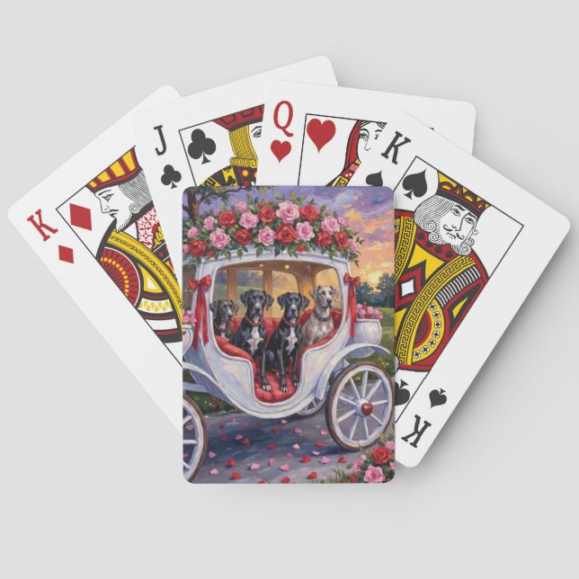 Baraja De Cartas Día de San Valentín del perro Gran Danés (Reverso)