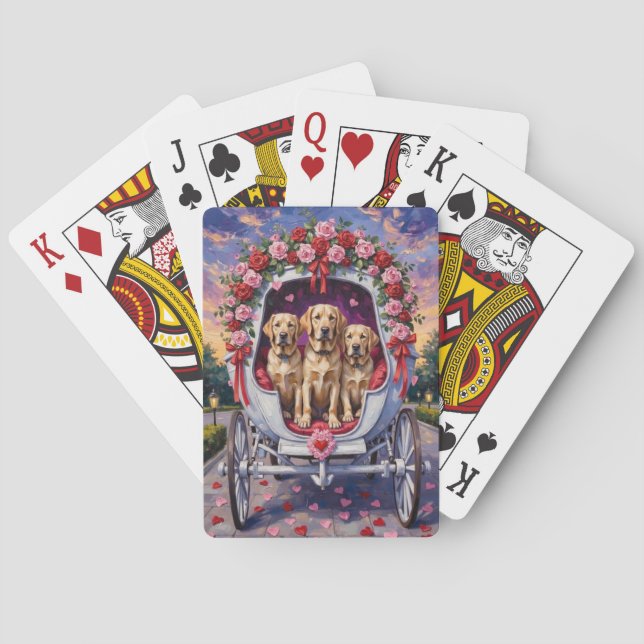Baraja De Cartas Día de San Valentín del perro labrador  (Reverso)