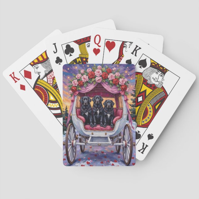 Baraja De Cartas Día de San Valentín del perro Terranova  (Reverso)