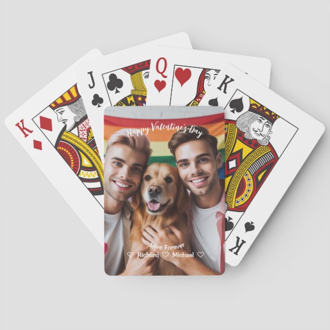 Baraja De Cartas Día de San Valentín | Foto de Personalizado LGBT d (Reverso)