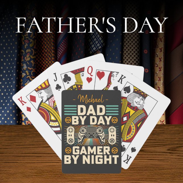 Baraja De Cartas Día del padre de día Jugador de noche (Father's day Dad by day Gamer by night Poker Cards)