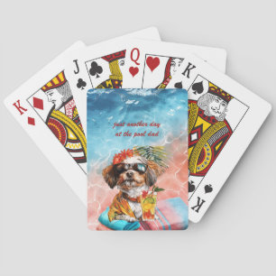 Baraja De Cartas Día del perro en el día del padre de la piscina