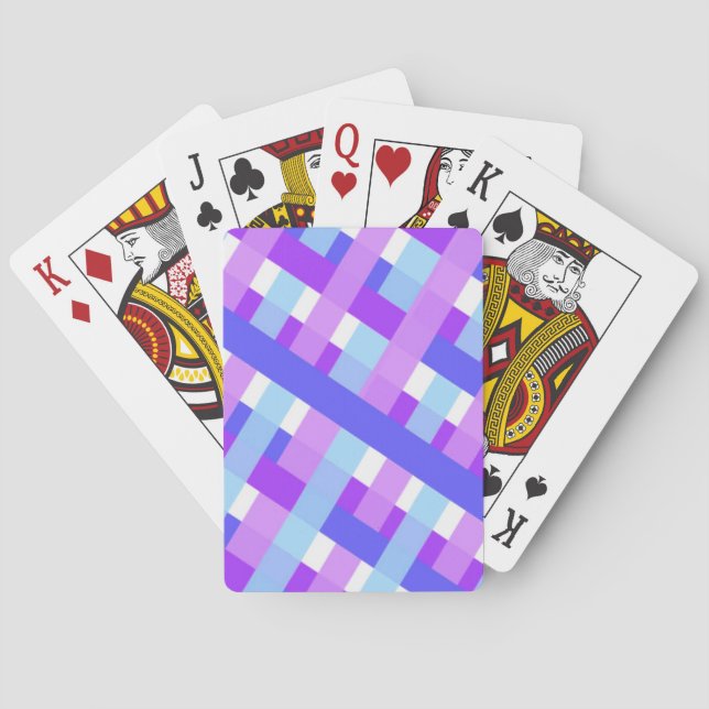 Baraja De Cartas diagonal de gingham de plaid geométrico (Reverso)