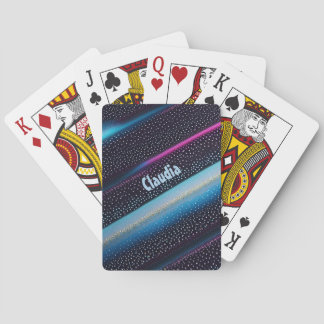 Baraja De Cartas Diagonale Streifen und Punkte Muster schwarz, blau