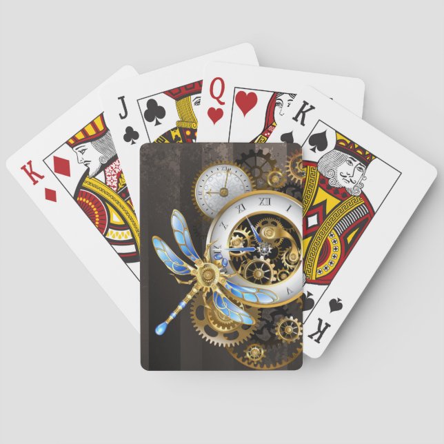 Baraja De Cartas Diales de vapor con libélula (Reverso)
