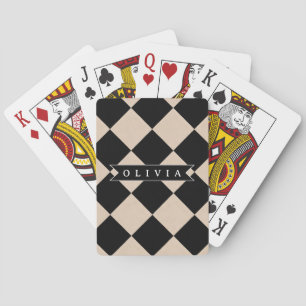 Baraja De Cartas Diamante Cuadros de Arlequín Negro Personalizado