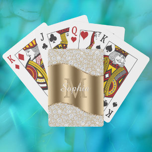 Baraja De Cartas Diamantes, Monograma de oro grande, Nombre de guió